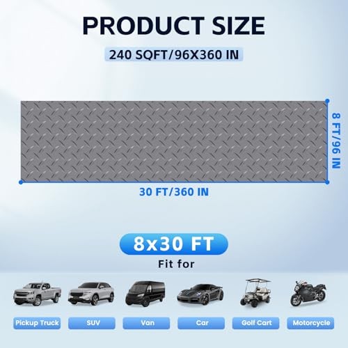 Garage Floor Mat, 2.8mm Thickened PVC Flooring Roll for Under 8×30 FT Gray