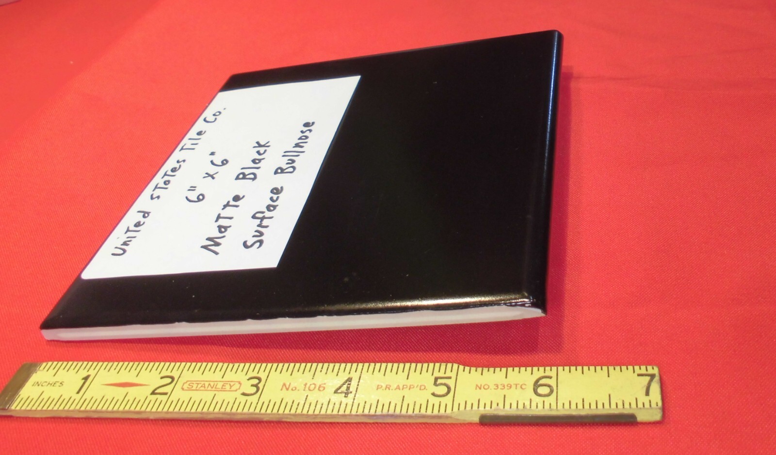 1 pc. *Matte Black* 6″ X 6″ Ceramic Bullnose: United States Tile Co. NEW