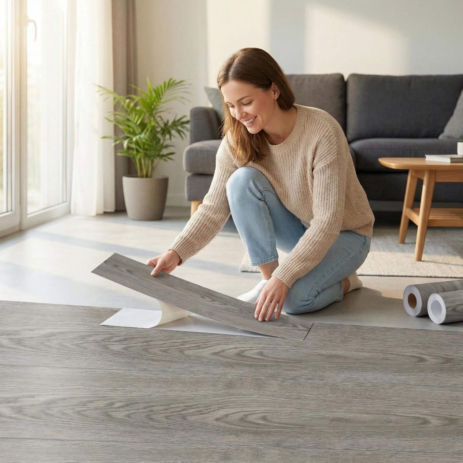 54Pcs 36″*6″Peel & Stick Wooden Vinyl Plank Flooring Tile Self Stick Adhesive