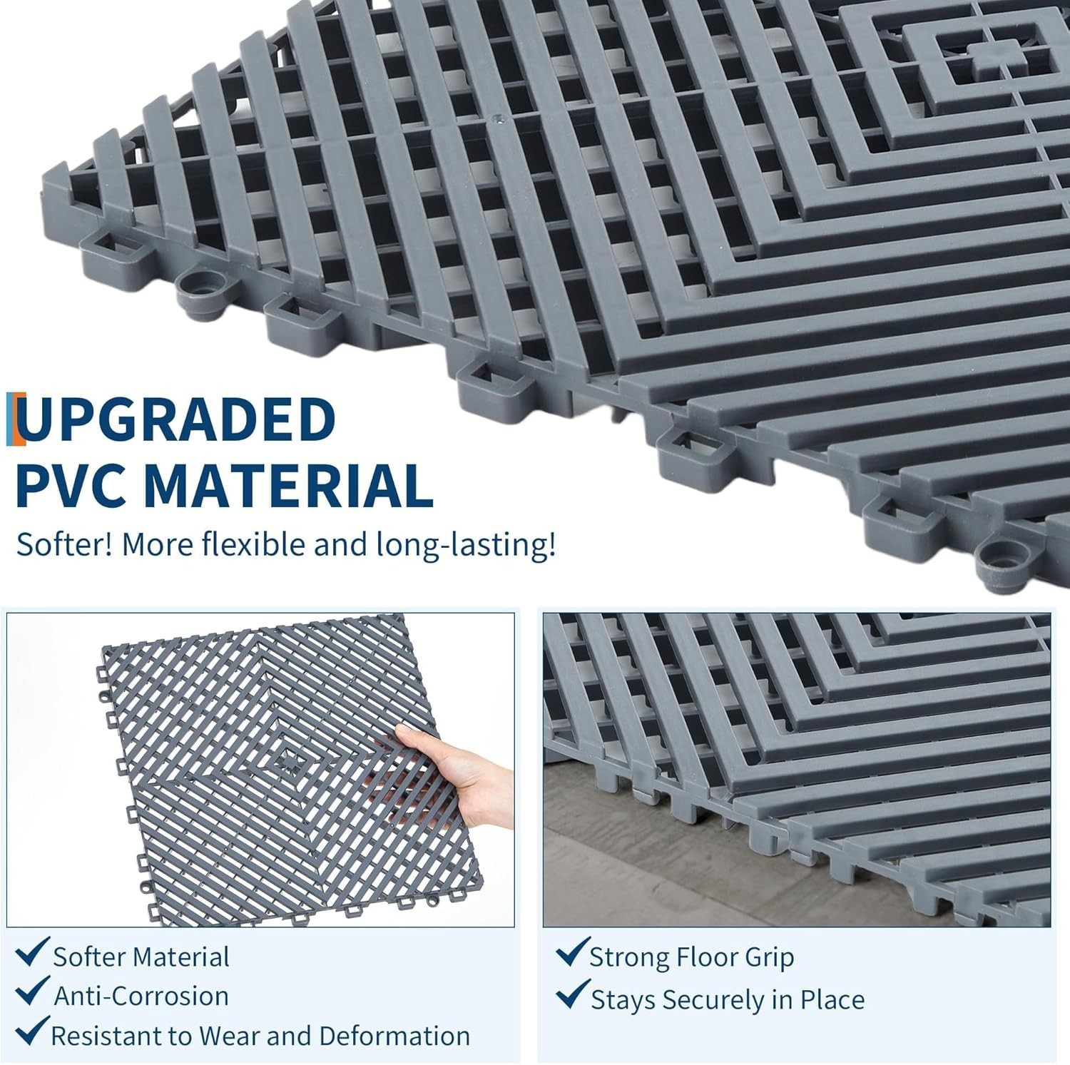100 Pack Interlocking Floor Tiles 12 x 12 Inch Non-Slip Mats with Drainage Holes