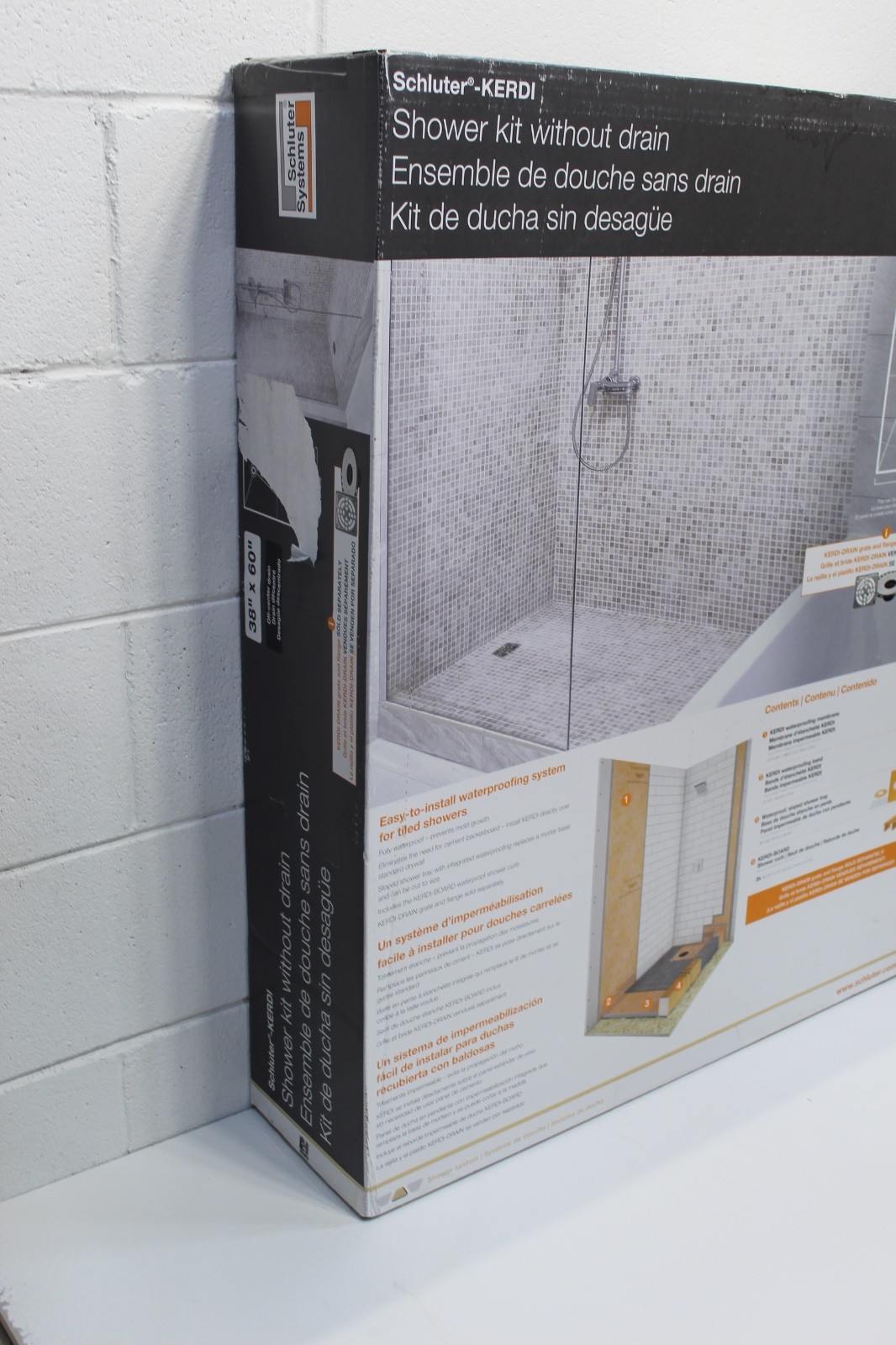 Schluter KERDI-SHOWER-KIT – WITHOUT THE DRAIN OFF CENTER 38″x60″ KSK 965 1525S