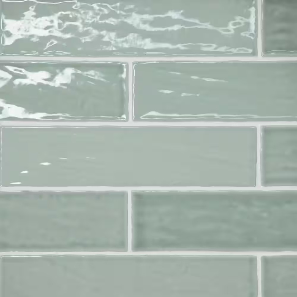 Marin Glossy Aloe Green (Light Green) 2.5 In. X 10 In. Ceramic Subway Wall Tile