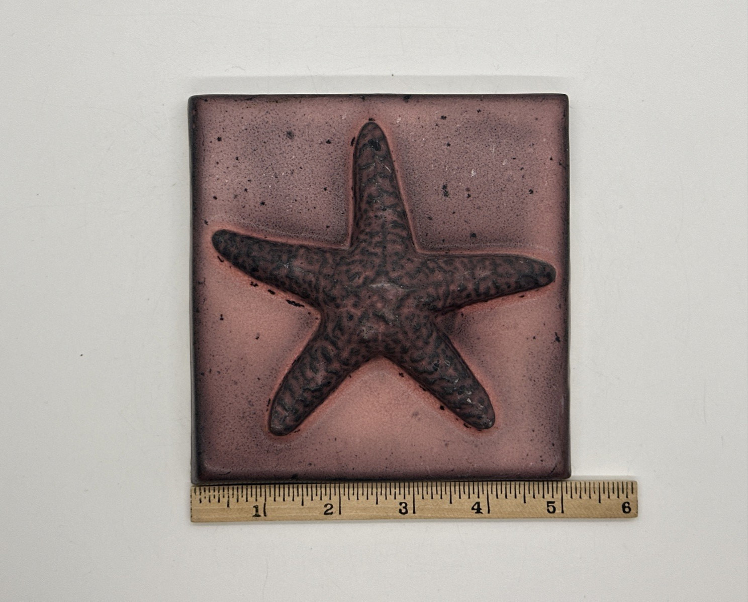 5×5 3D Starfish Ceramic Wall Tile Pink Hue Douglas Roberts Coastal Ocean