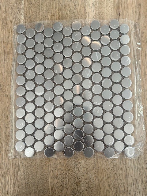 7/8″ Penny Tile Round Brushed Stainless Steel Backsplash Mosaic – 15 Sq. ft.