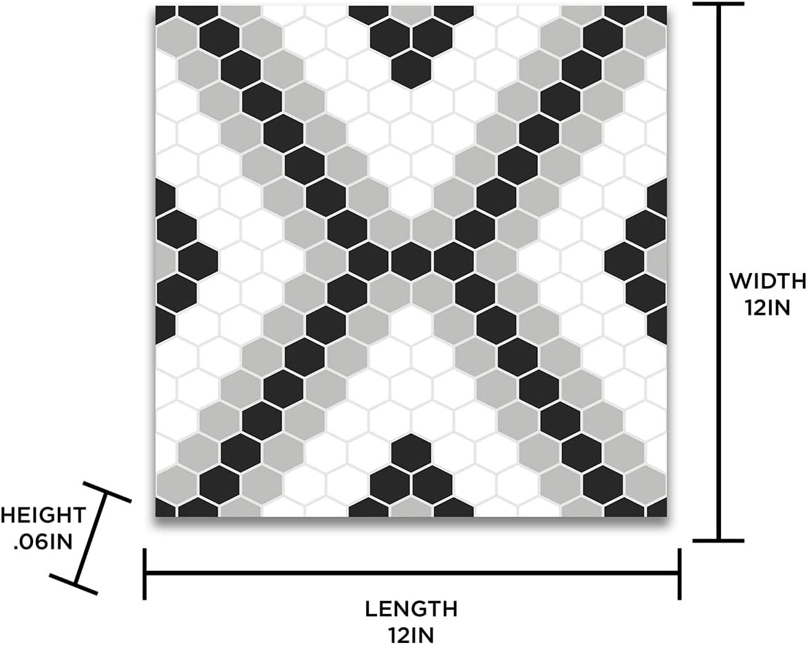 Leyton 12×12 Black Hexagon Peel & Stick Vinyl Tiles – Modern Flooring Solution