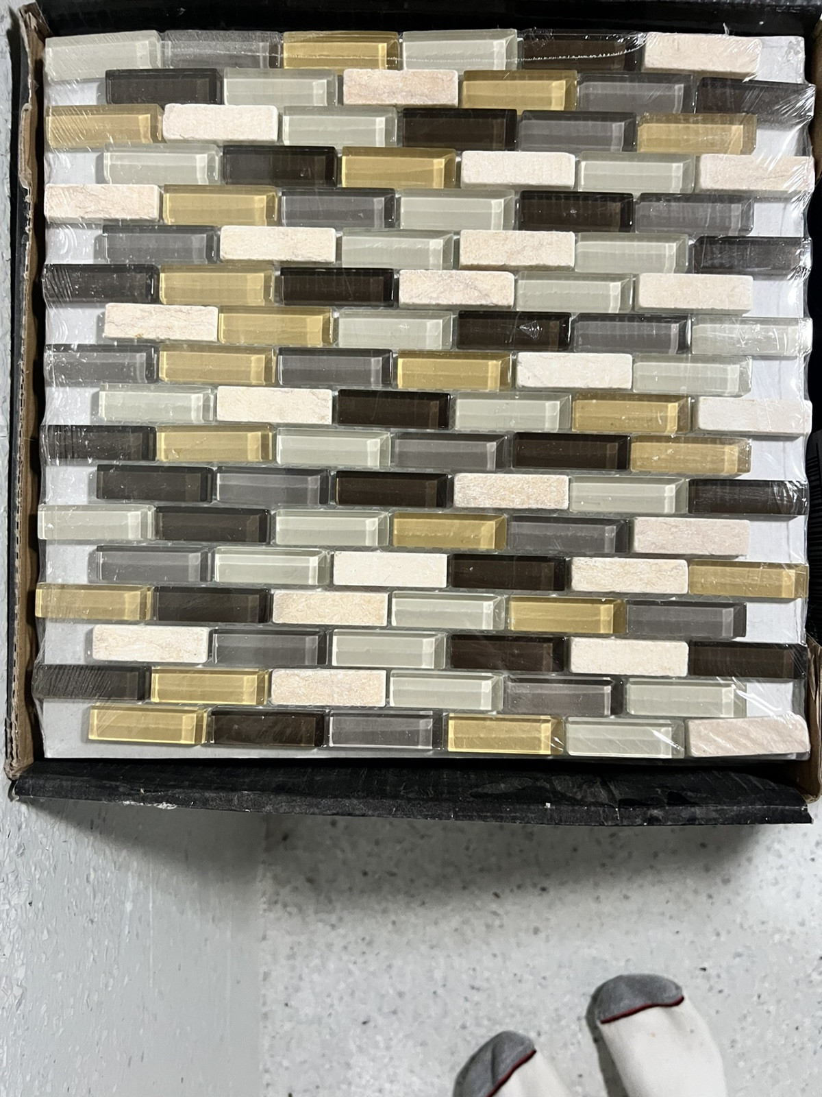 Luxor Valley Brick Glass Stone Mesh Mounted Mosaic Tiles MSI (one box) 1 Of 10