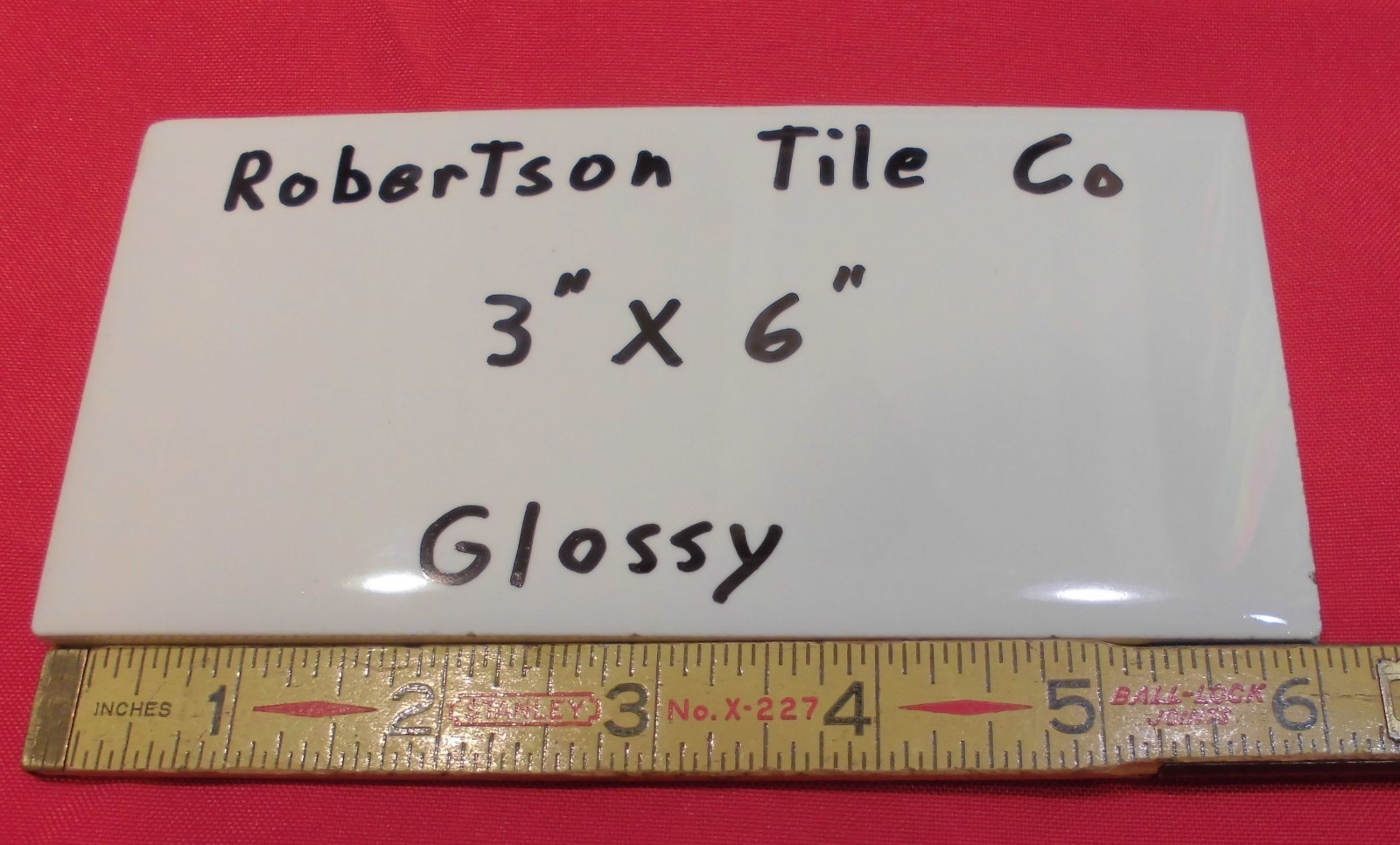 1 pc. Vintage *White* Subway Glossy Ceramic Tile 3″ X 6-1/16″ Robertson Co. NOS