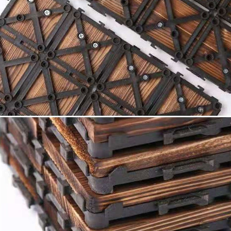 10x Deck Floor Tiles DIY Wood Floor Decking Interlocking Outdoor Garden Balcony