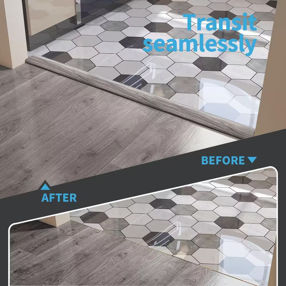 Gray 1.57 In. X 120 In. Self Adhesive Vinyl Transition Strip for Joining Floor G