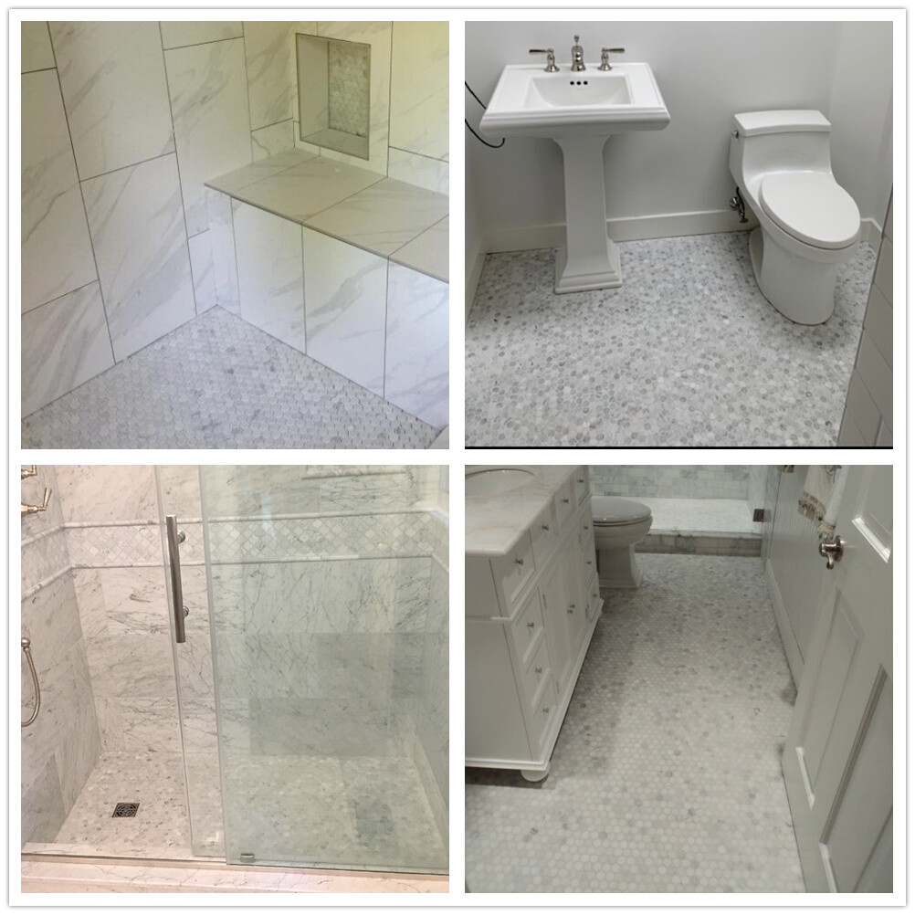 C31XH Carrara Marble 1″ Hexagon Tile Venato White Carrera Mosaic Honed