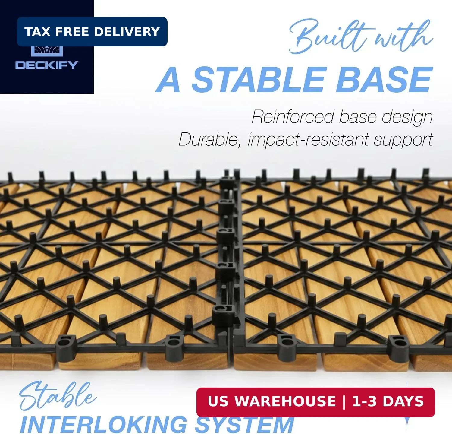 9Pcs Premium Acacia Wood Interlocking Patio Deck Tiles, 12 x 12 x 0.9 Inch Outdo