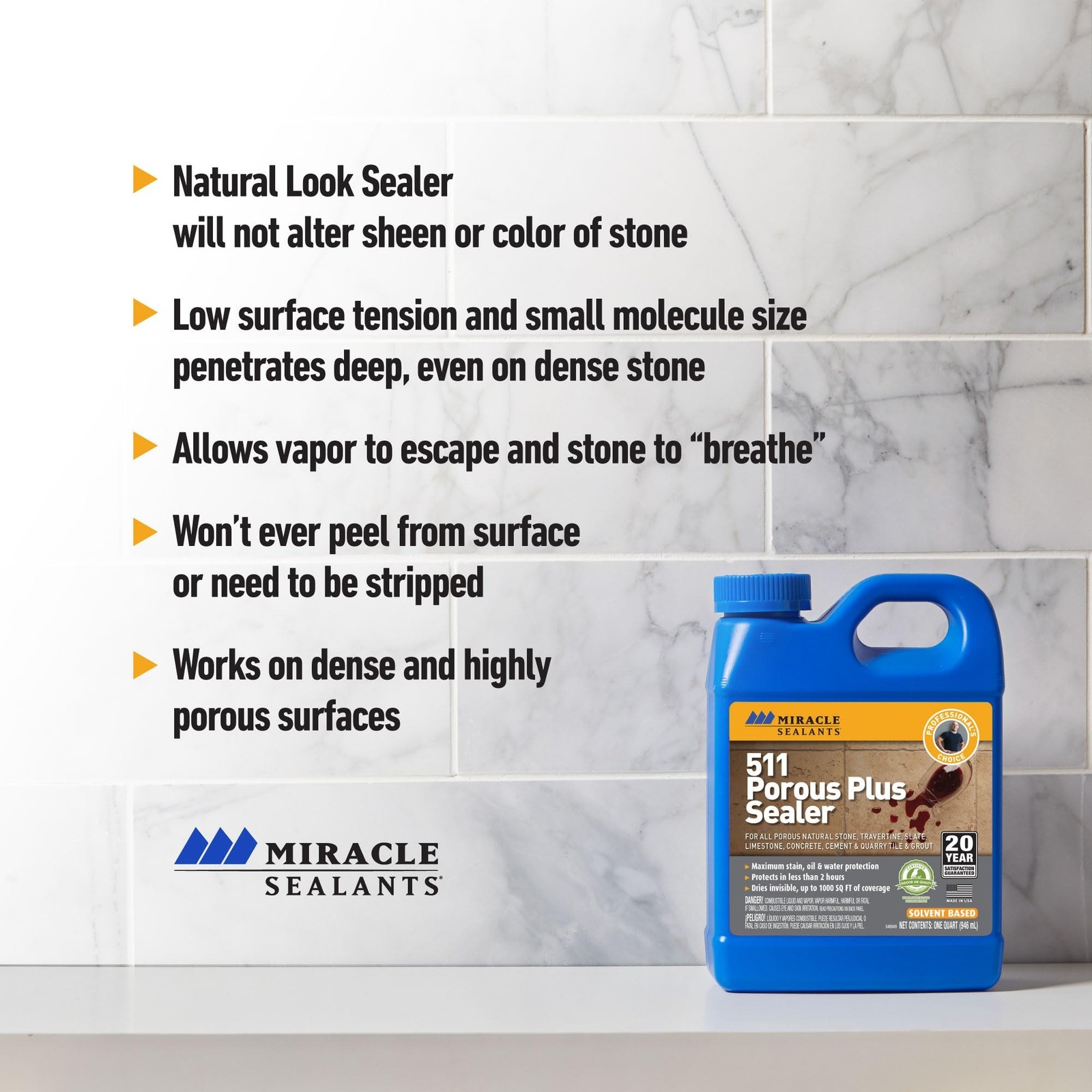 Miracle Sealants 511 Porous Plus Premium Countertop, Stone, and Tile Sealer, …