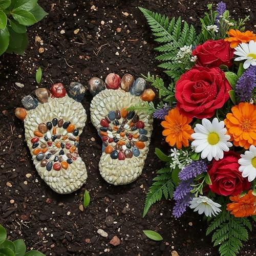 Outdooor Stepping Stones – Decorative Garden Stones for Patio, Big Colorful#A