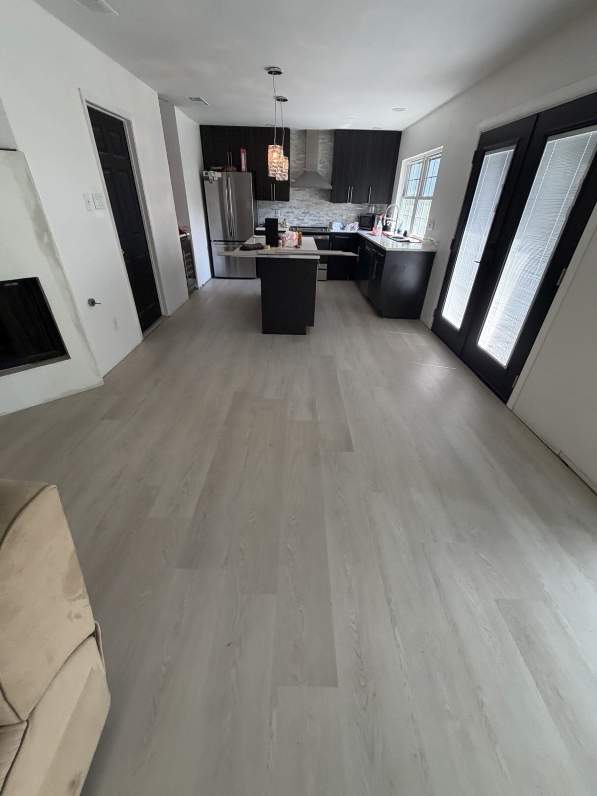 Light Gray Wood Flooring Planks, Matte Low Gloss, Floating Installation