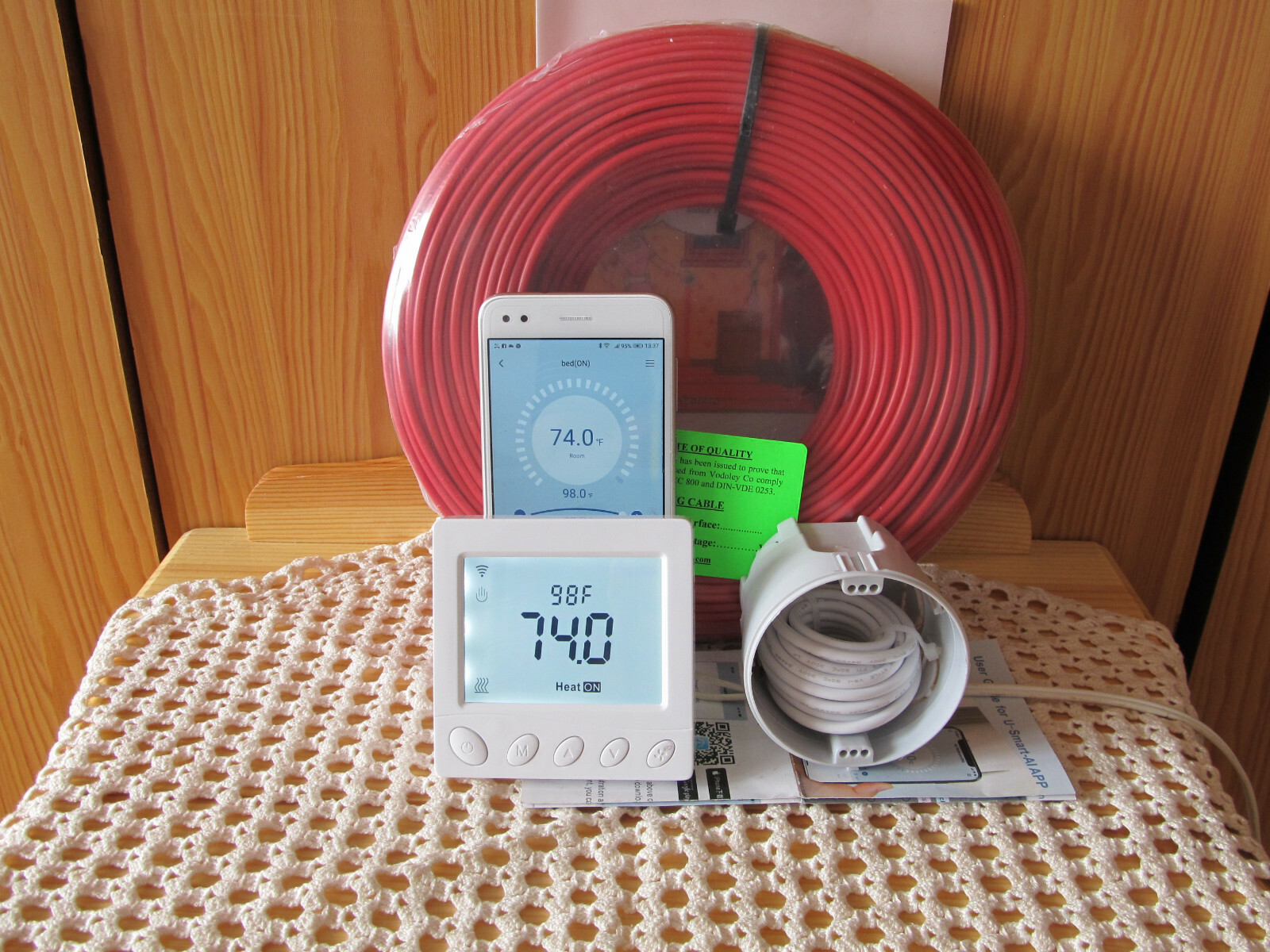 Floor warm Heating cable system 90-110 sq.ft.(9-11 sq m) 120/240V Smart control