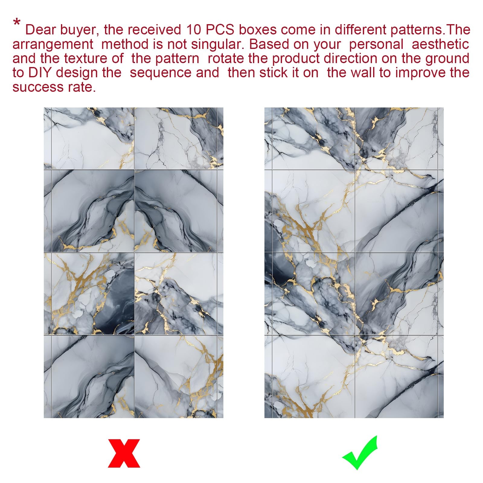 22pcs Marble Peel and Stick Backsplash Surface Waterproof Wall Panels,Self-Ad…