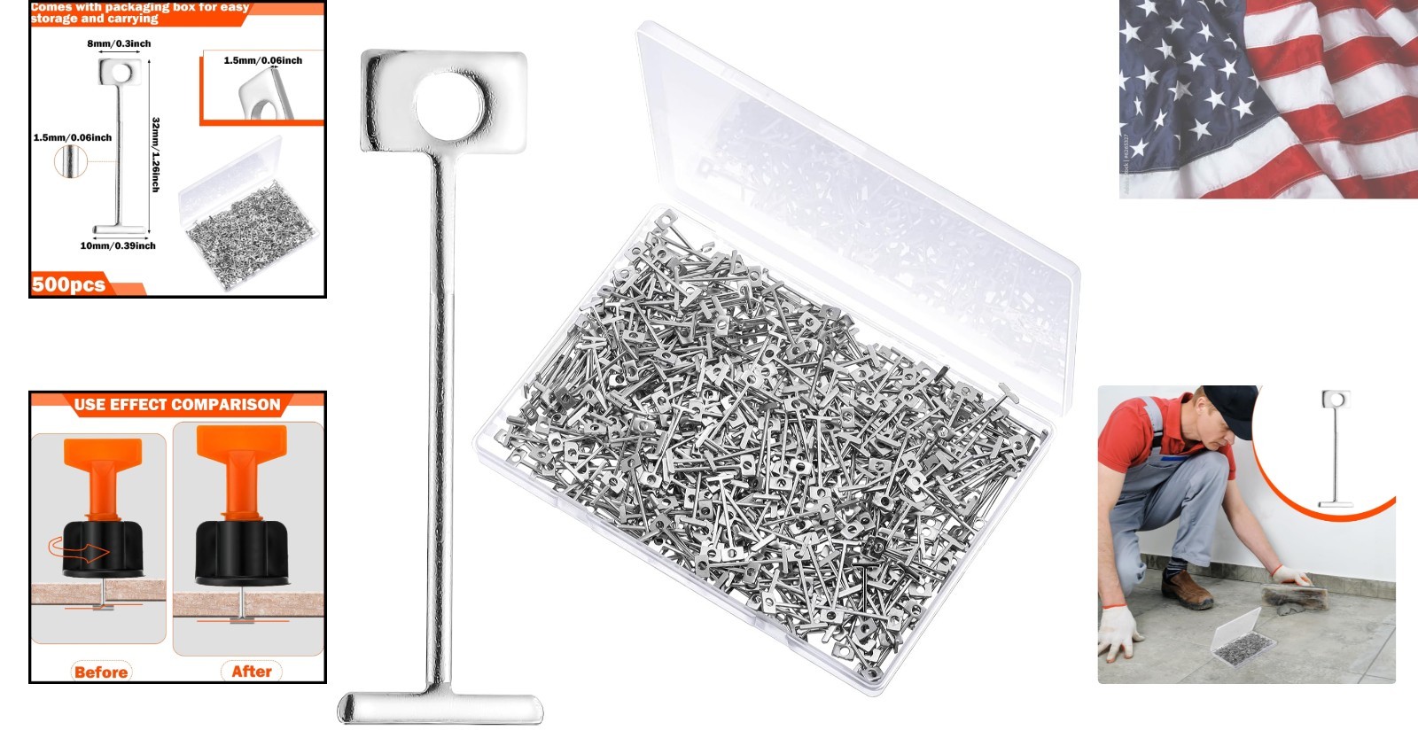500 Pcs 1/16″ Replacement Steel Needles Tile Leveling System 1.5mm Leveler Re…