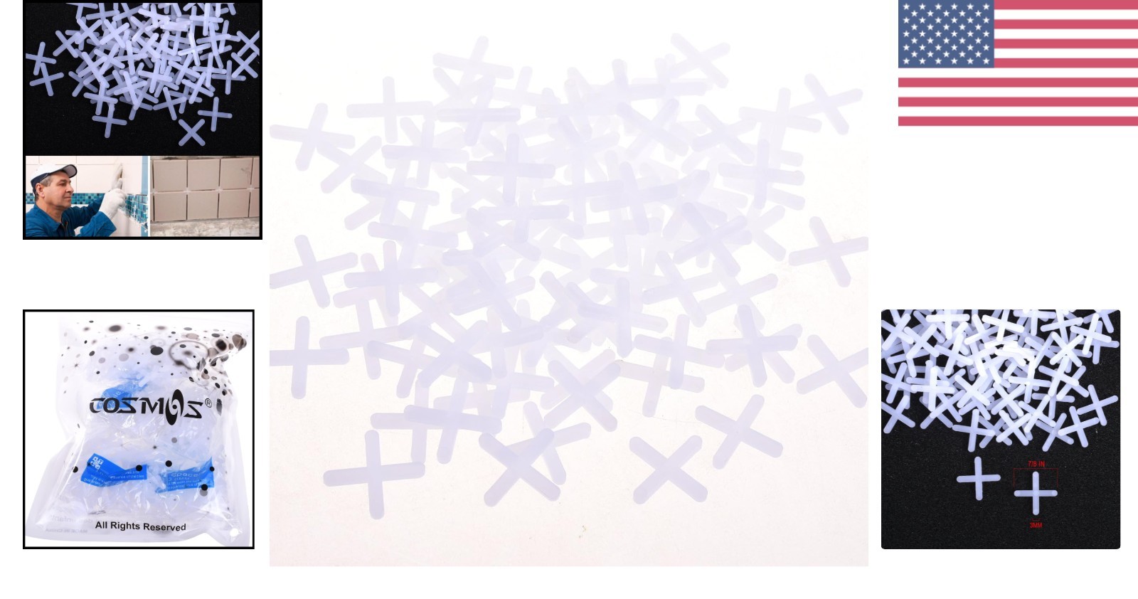 Durable 1/8 Inch Tile Spacers – 500 Count White Plastic for Wall & Floor Tiles