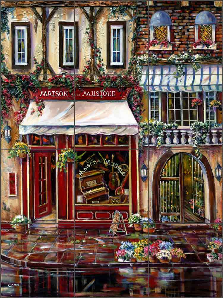 Tile Mural Backsplash Ceramic Cook Music Village Store Art GCS062