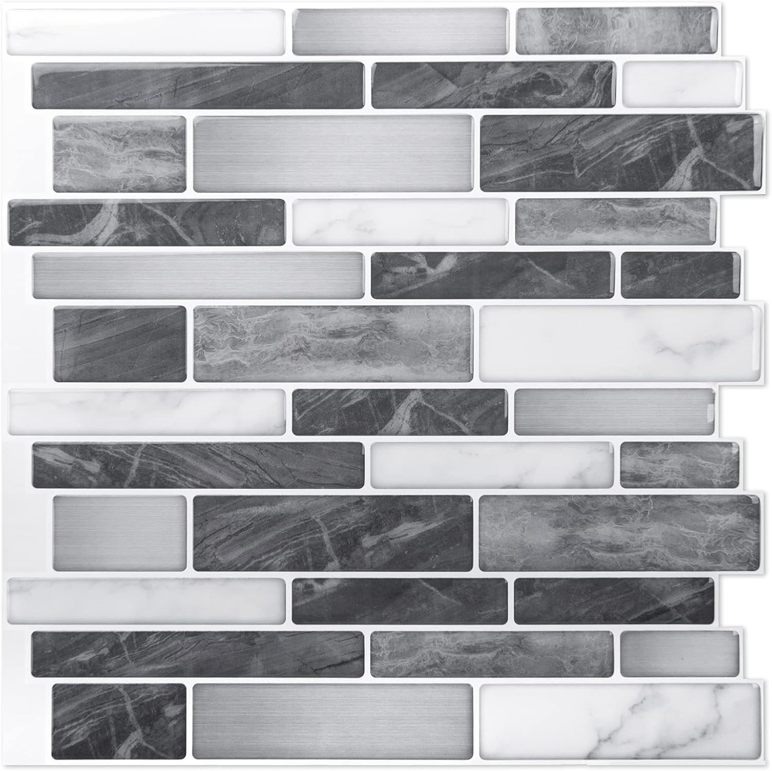 Gray Marble Look Tile Backsplash, 30x30cm, 10 Sheets