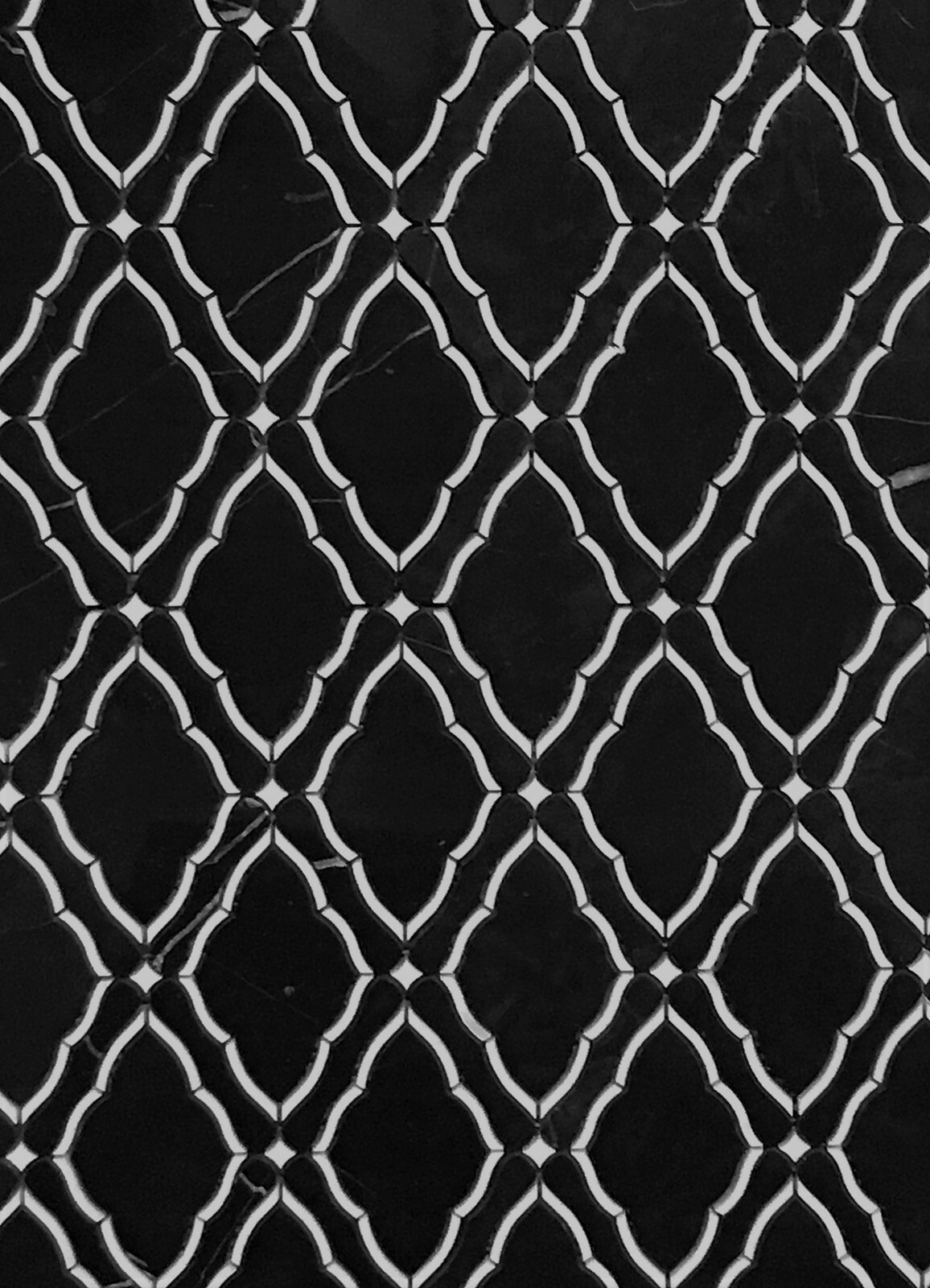 Waterjet Marble Mosaic, Black Marquina & Thassos White-Polished