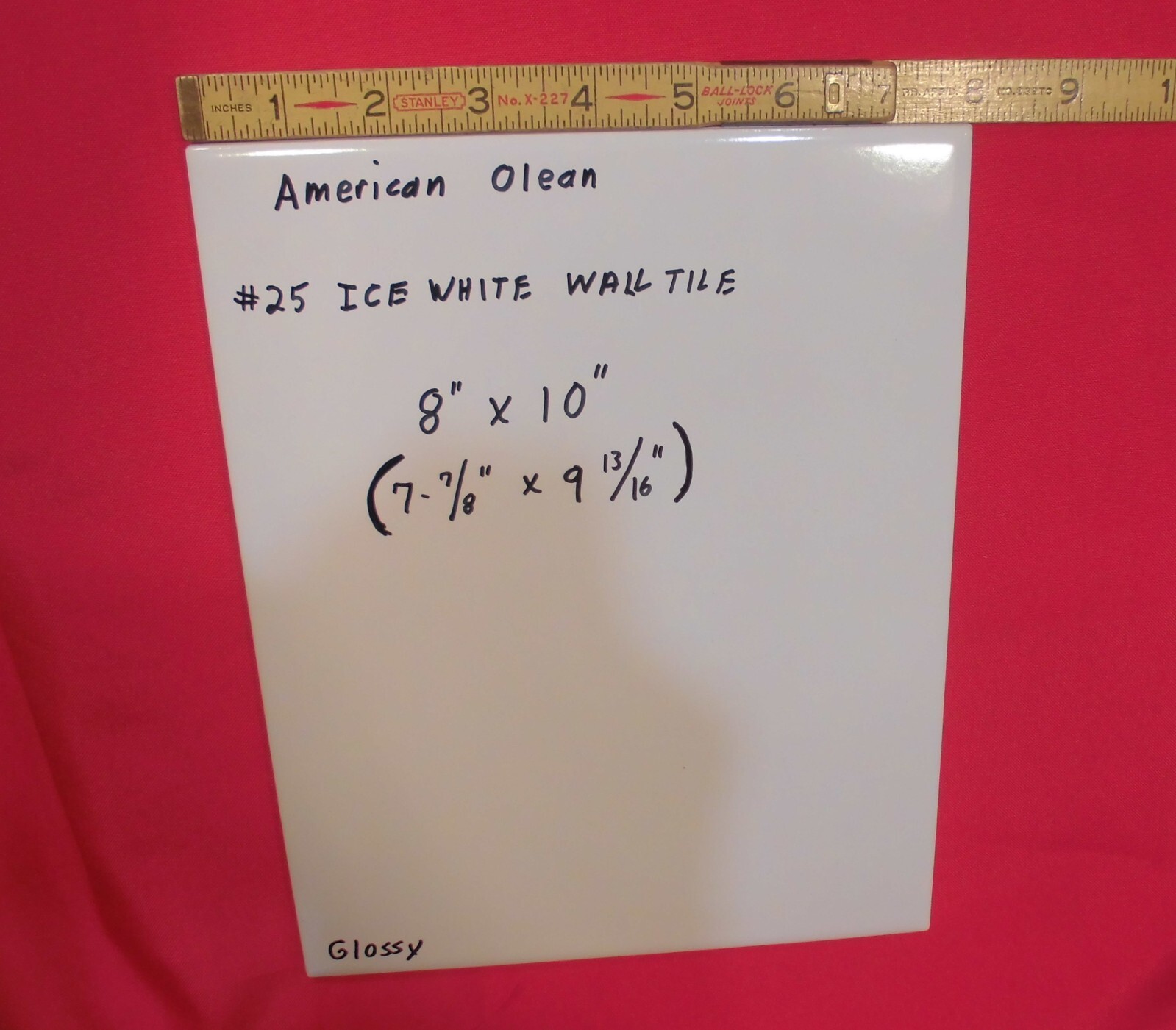 1 pc *Ice White* 8″ X 10″ Ceramic Wall Tile by American Olean, discontinued size