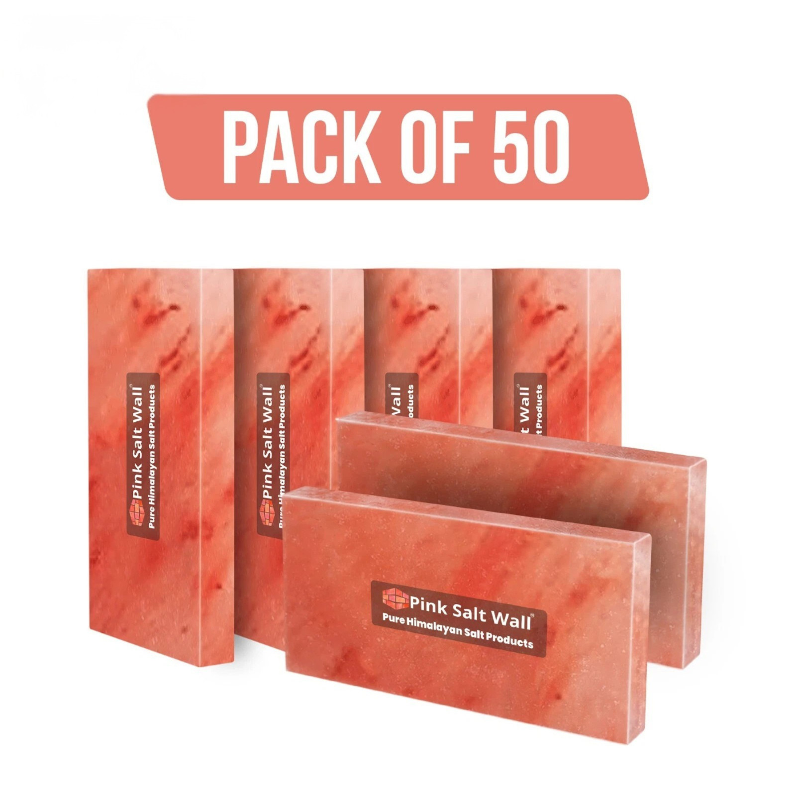 Himalayan Salt Bricks, Salt Tiles 8x4x1 Pack of 50 for Spa Sauna Walls & Decor