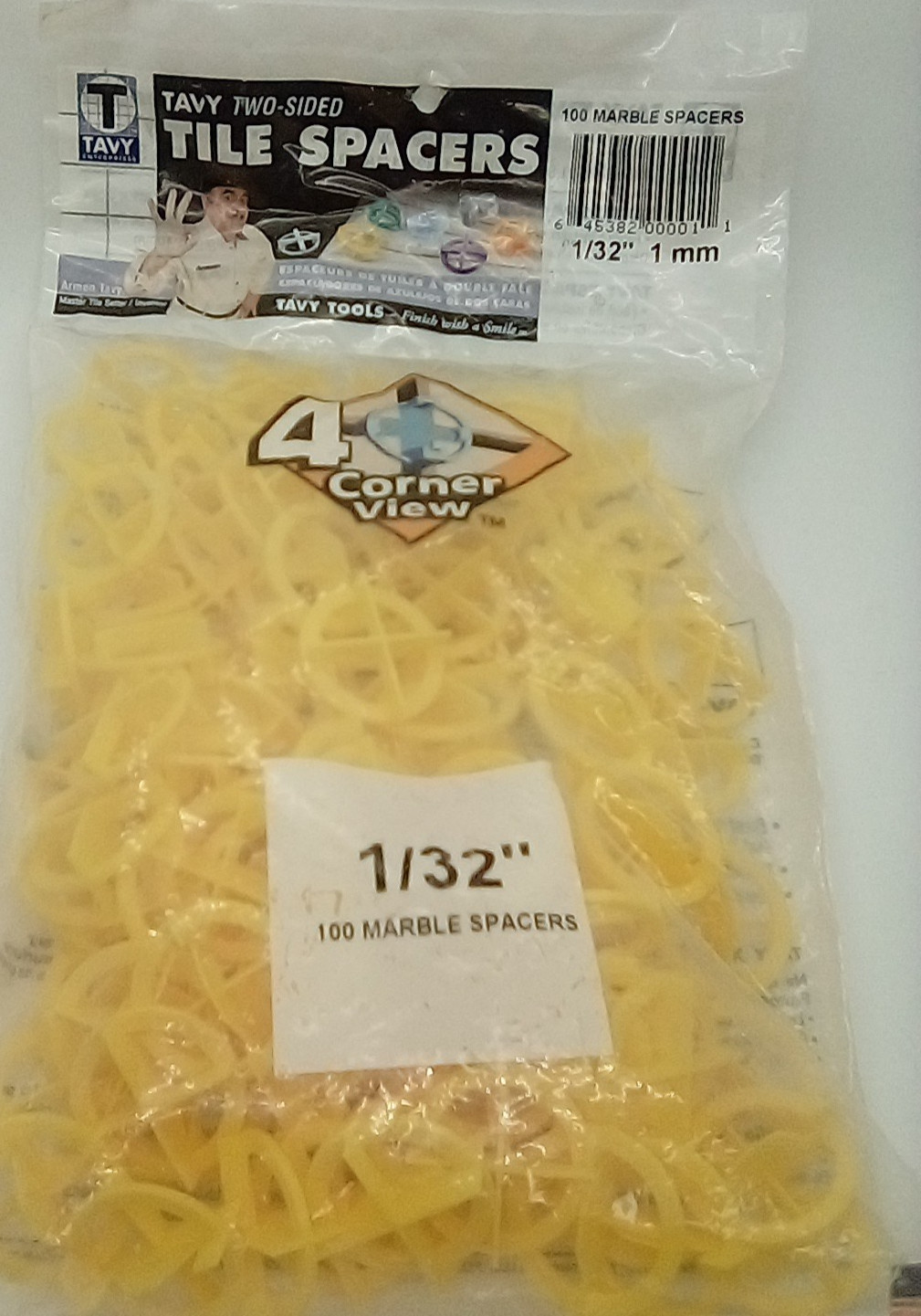 Tavy Two-Sided Tile Spacers 4corner View 1/32″ (1mm) – New 300 Total. 100pr Bags