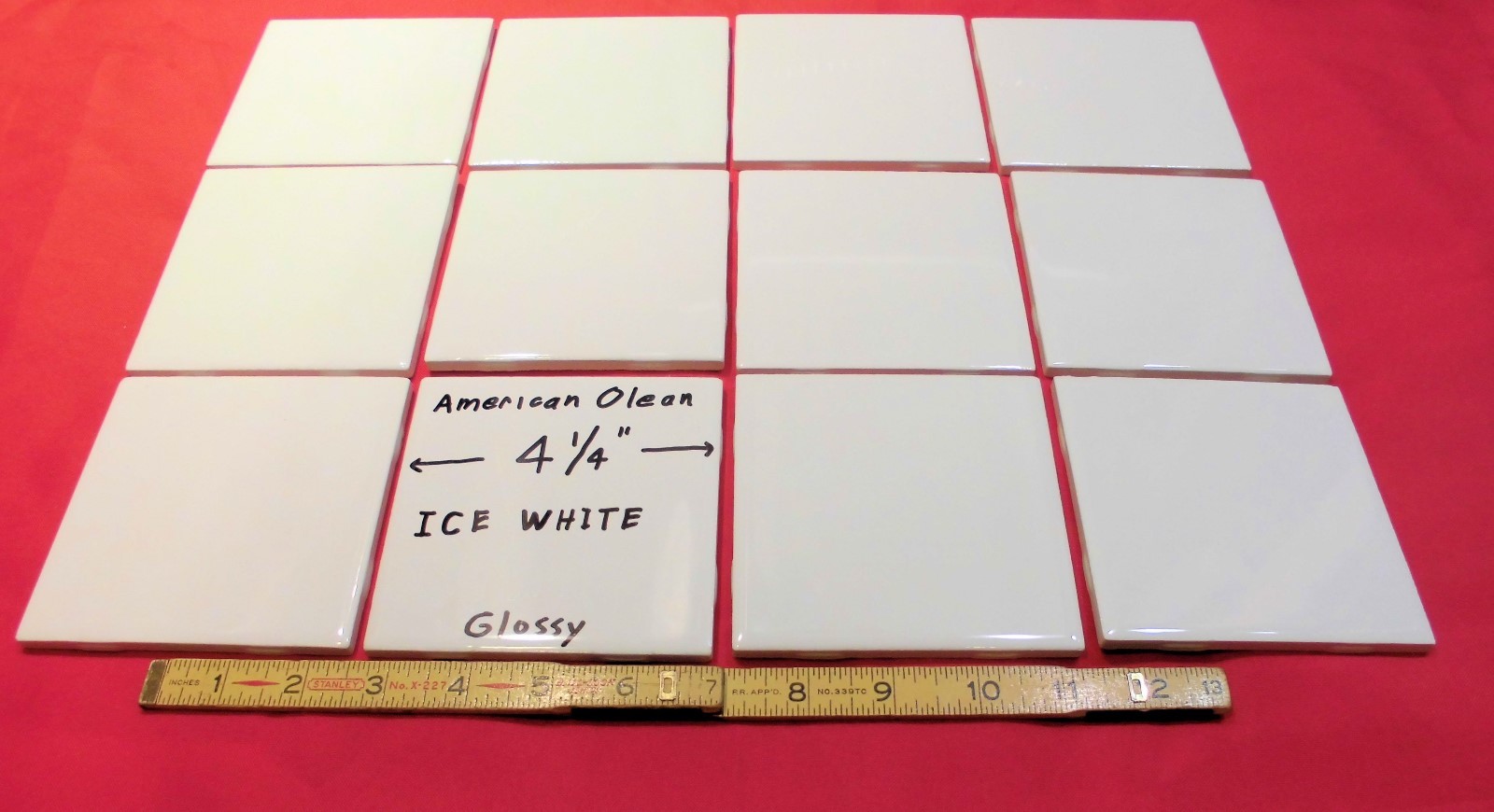 12 pcs. Glossy *Ice White* Ceramic Tiles by American Olean…4-1/4″ Brightest
