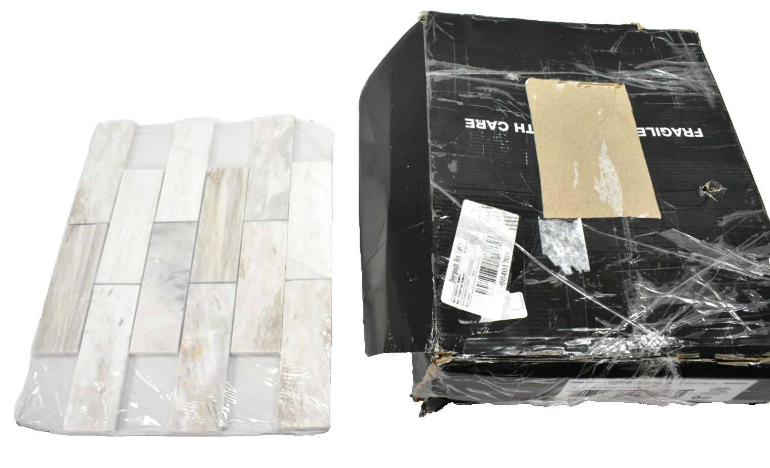 Lot of 10 Angora Subway Polished Marble Mosaic Tiles CRACKED/CHIPPED 11.81″