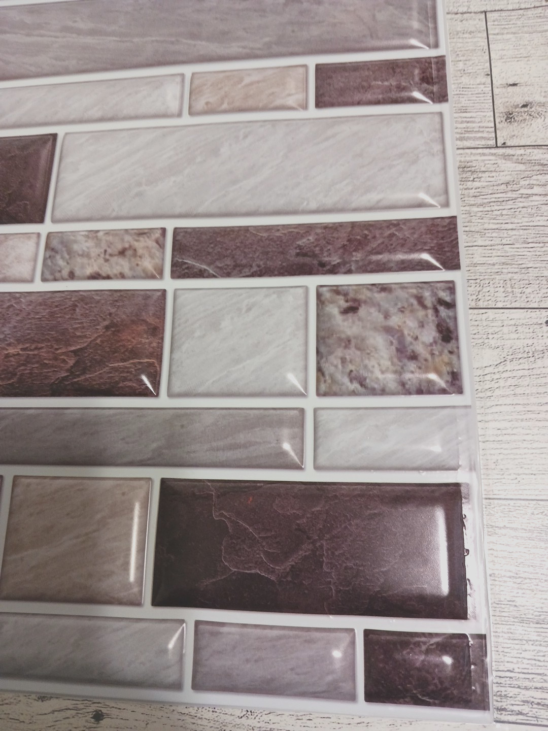 Wall Tile Gray & multi-color granite pattern. 10 piece plastic self adhesive 12″