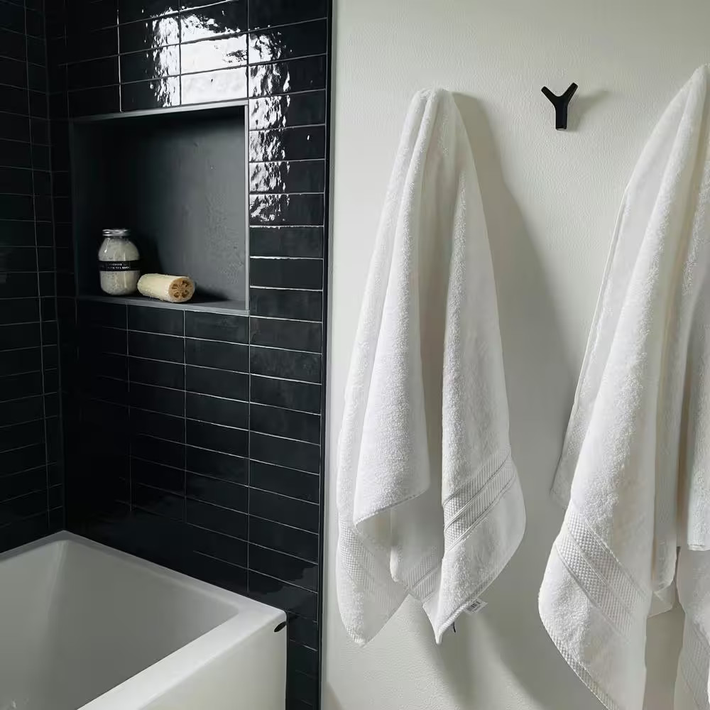 Cloe Subway Glossy Black 2.5 In. X 8 In. Handmade-Look Ceramic Wall Tile (10.64