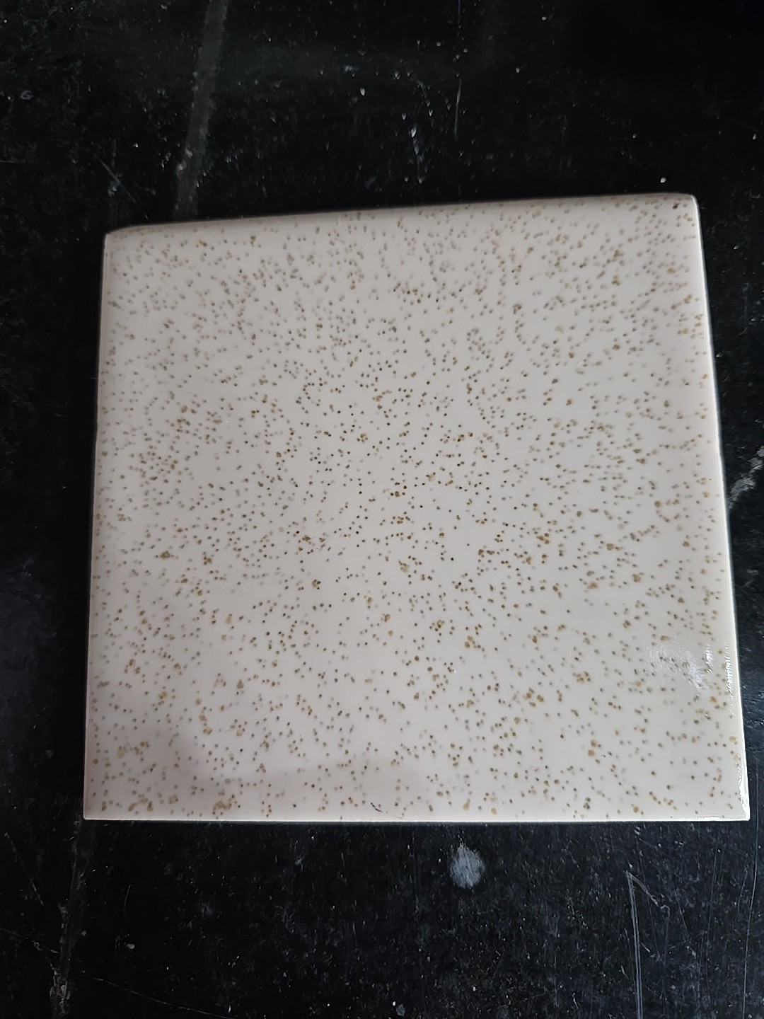 Vintage Florida Tile Bullnose 4 3/8″ Buckwheat W/gold/silver Specks NOS Tile