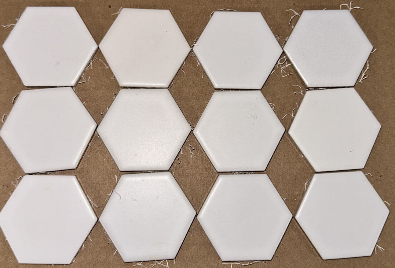 2″ x 2.25″ Small Hexagon Shape White Wall Tiles x12 Set Lot Crafts Small Project