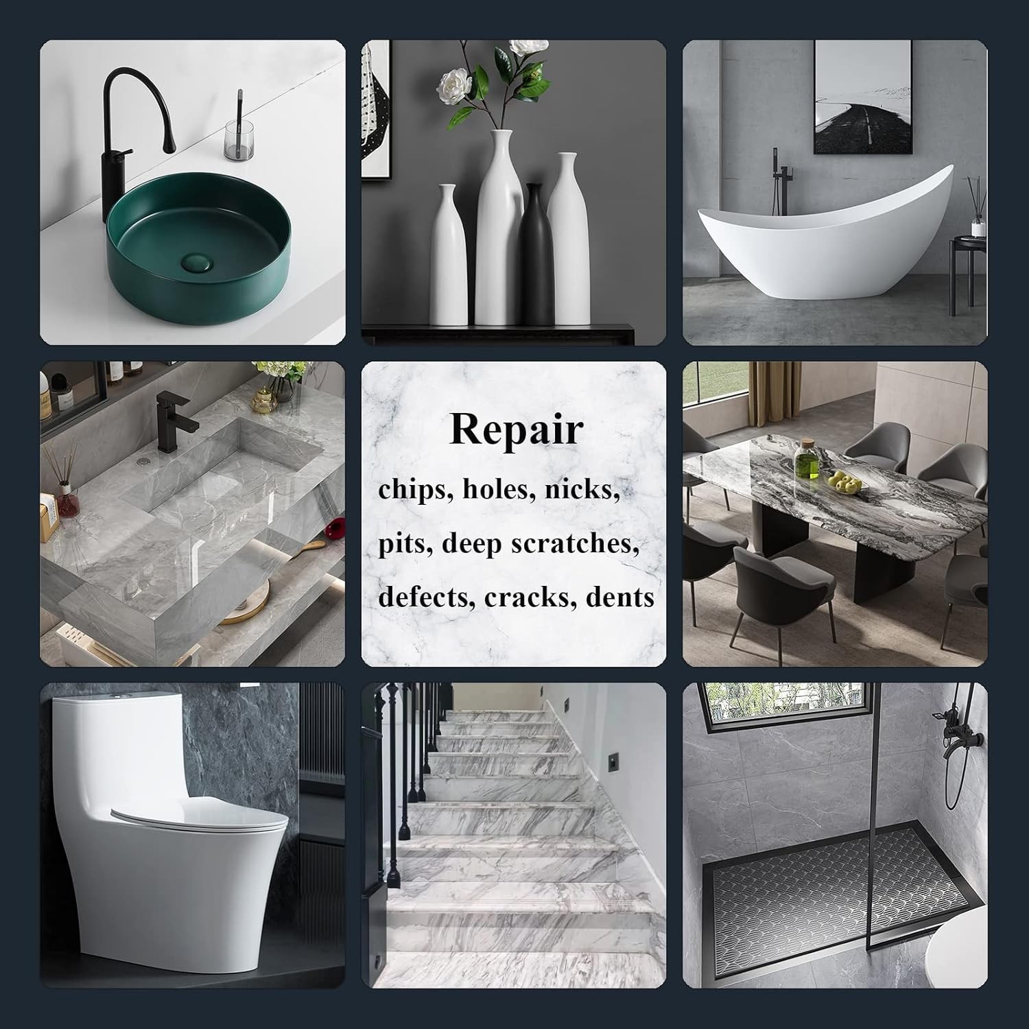 Tub, Tile and Shower Repair Kit (Color Match), Hupeyna Porcelain Repair Kit, Bat