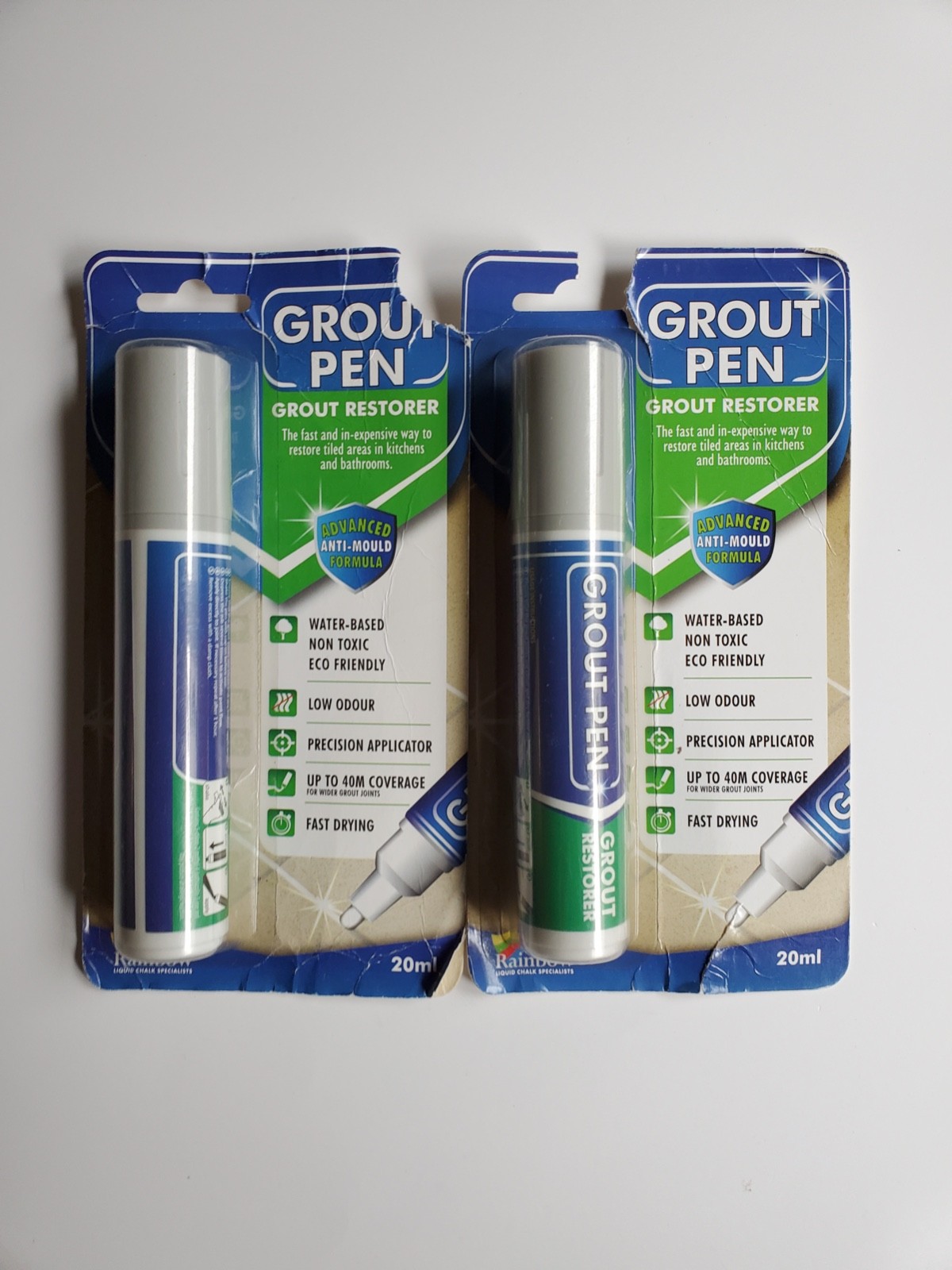 Grout Pen Winter Grey Tile Grout Paint: Wide Tip 15mm Tip (20mL) 2 Pack