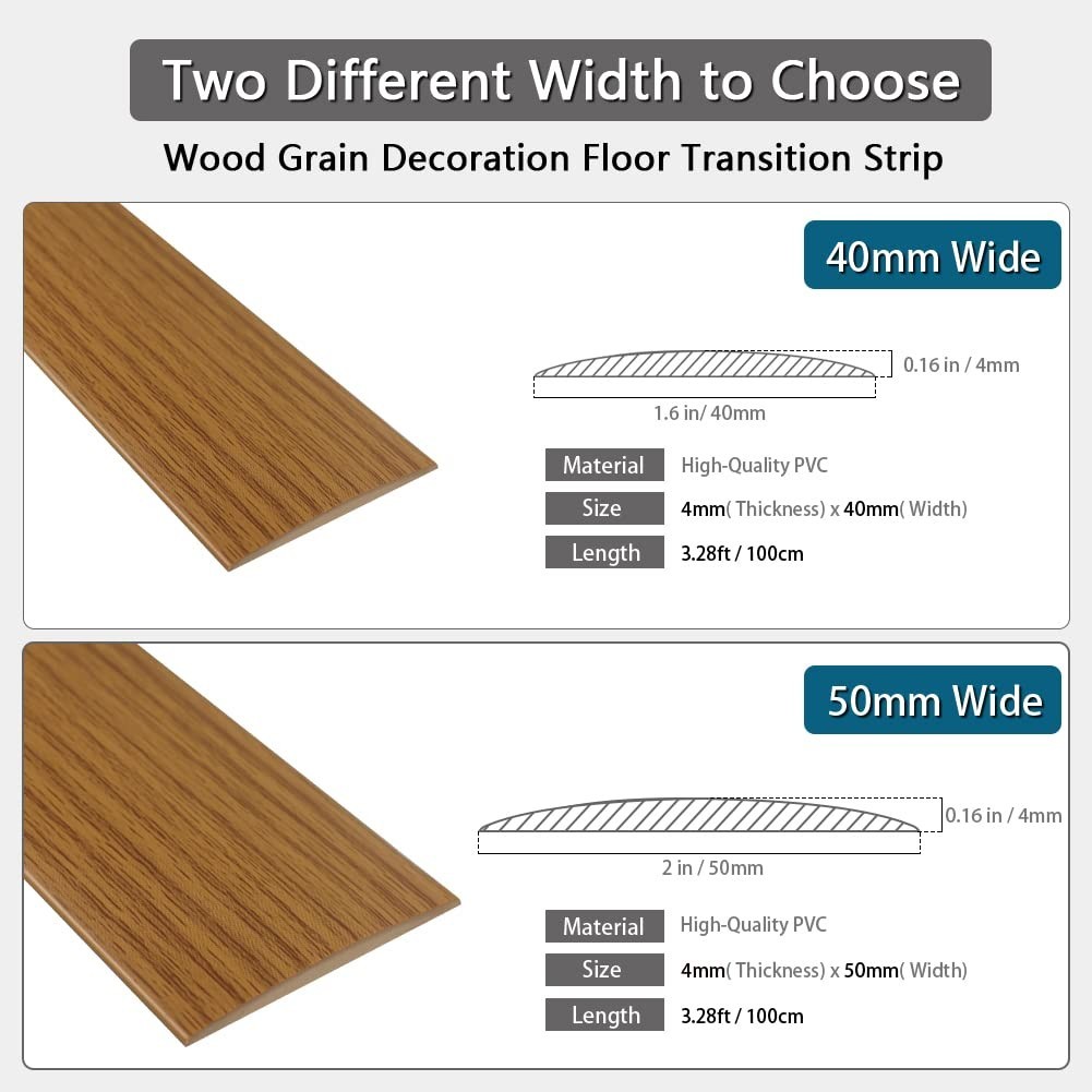 Floor Transition Strip 2″ Self Adhesive Flat Vinyl Flooring Transitions Strip…