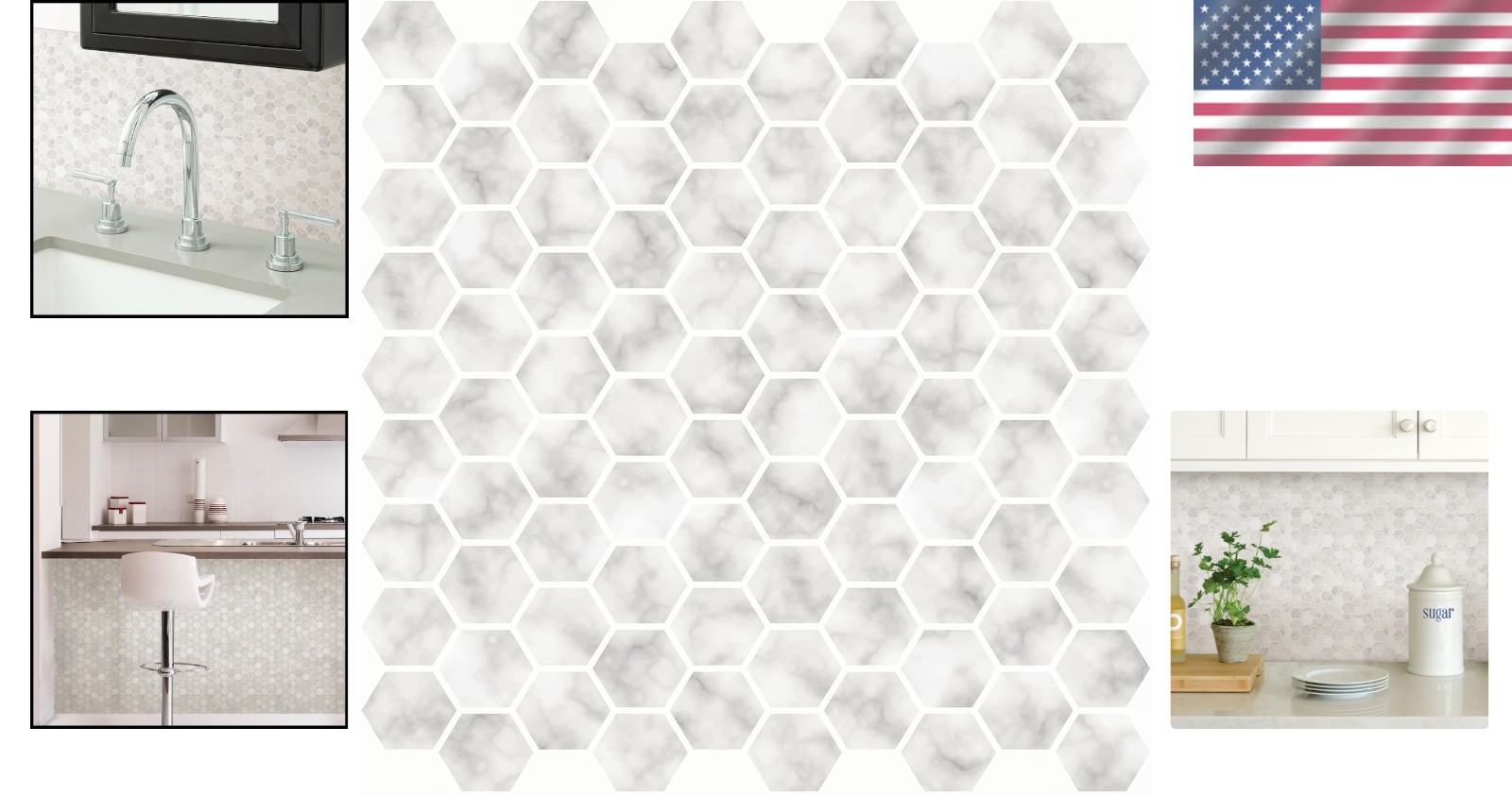 Gorgeous Marble-Look Hexagon Peel & Stick Tiles – Perfect for Kitchen Makeovers