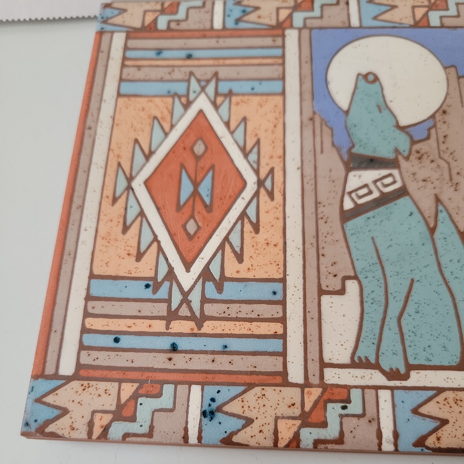 Vintage 1995 Earthtones Serenading Coyotes Ceramic Terra Cotta 6″ x 6″ Tile nwt