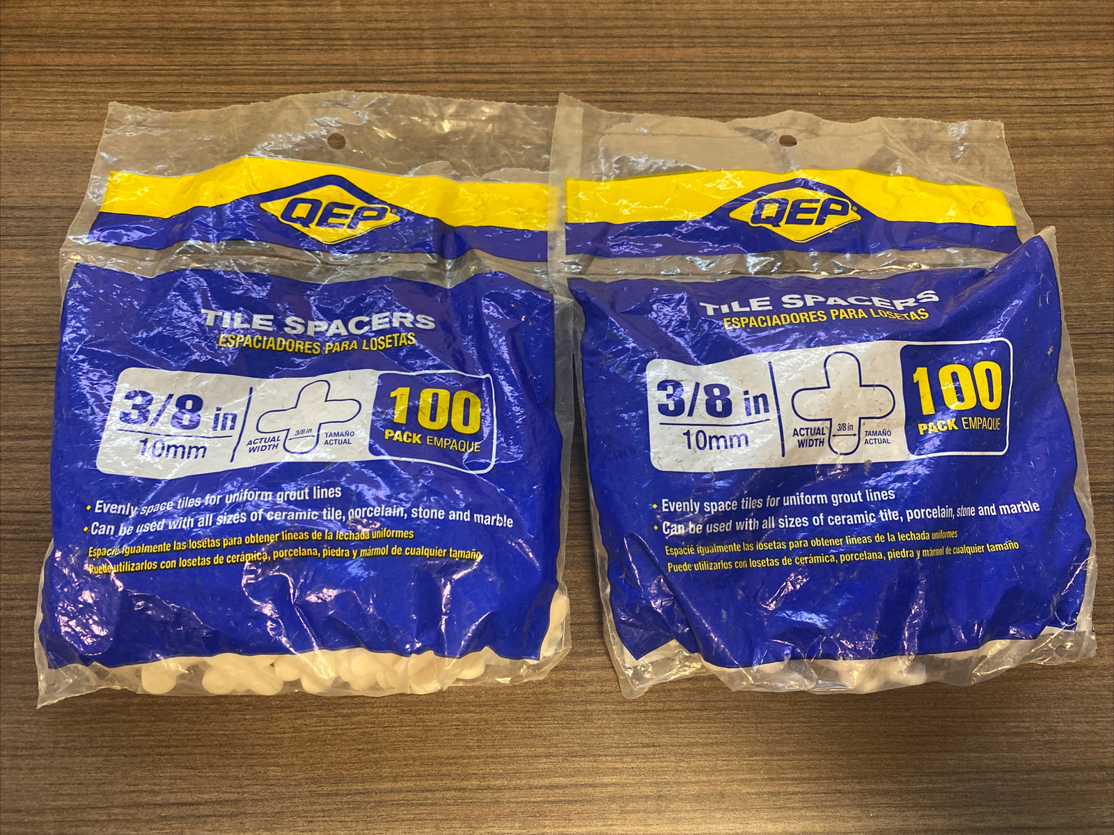 2 QEP 10027Q 3/8″ Tile Spacers For Spacing Floor Or Wall Tiles, 100 Pieces/Bag