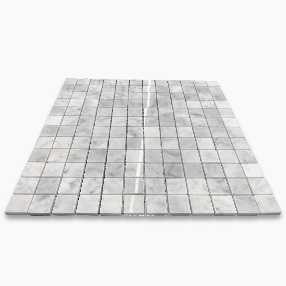 C24XP Carrara White Marble 1×1 Square Mosaic Tile Polished Venato Bianco