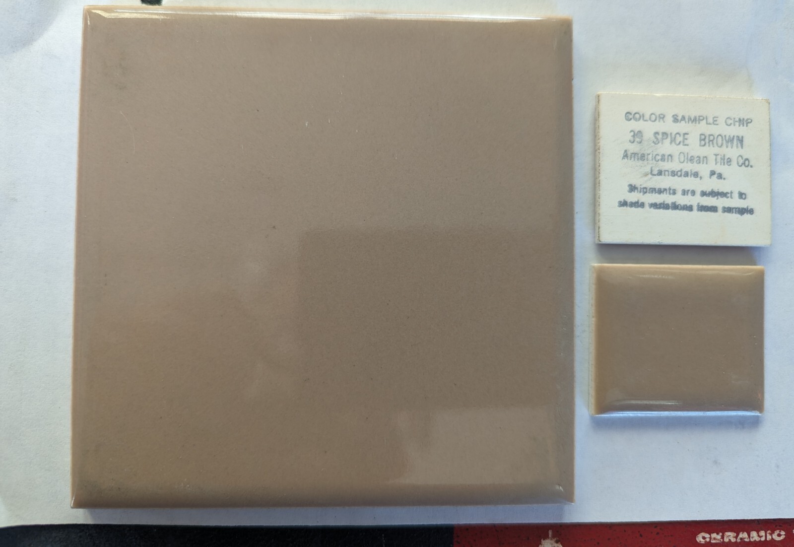 2 pcs American Olean Gloss Spice Brown #39 Vintage Ceramic Tile 4-1/4″ 50s 60s