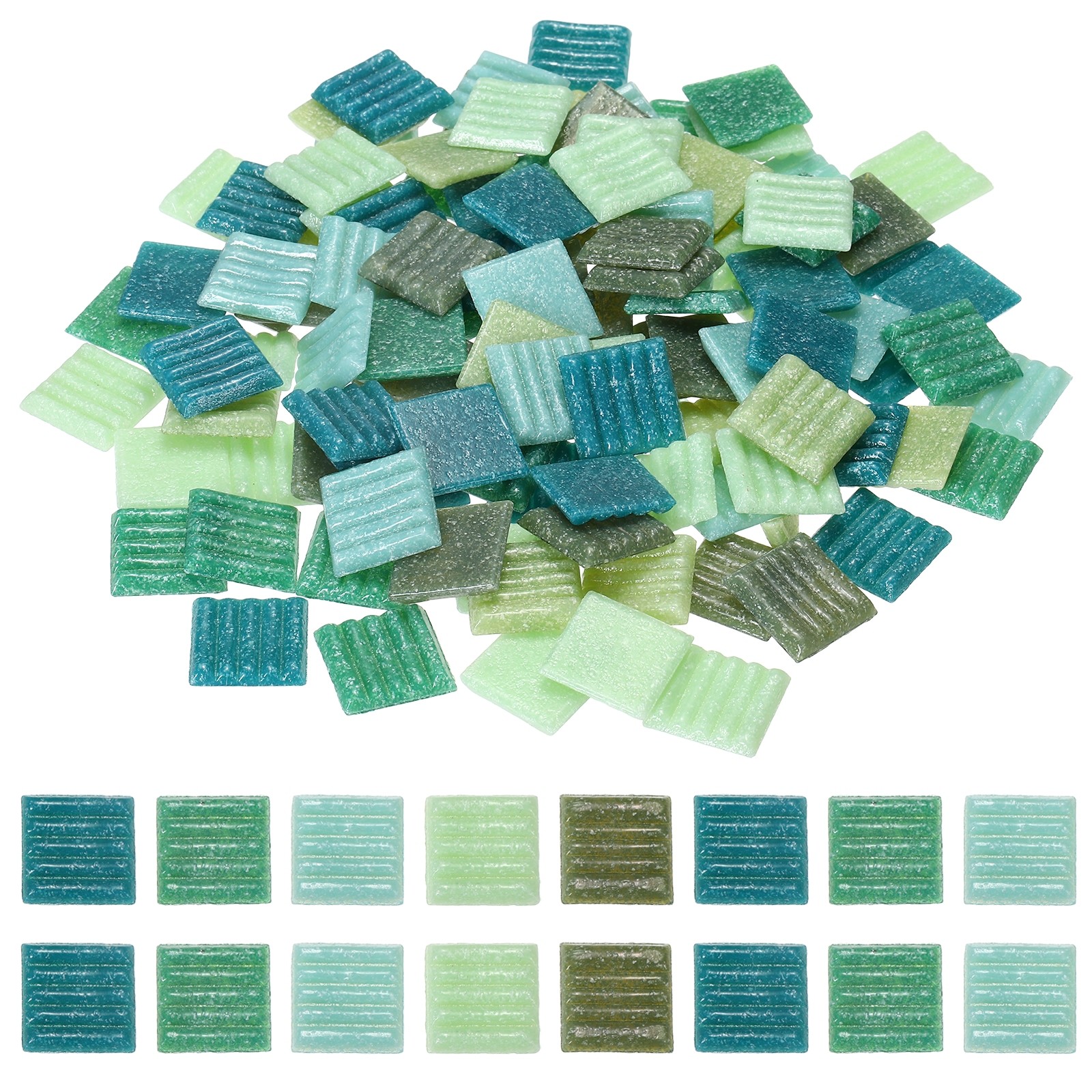 0.66LB Quartz Mosaic Tiles for Crafts Bulk, 3/4″ Square Mosaic, Mix Green