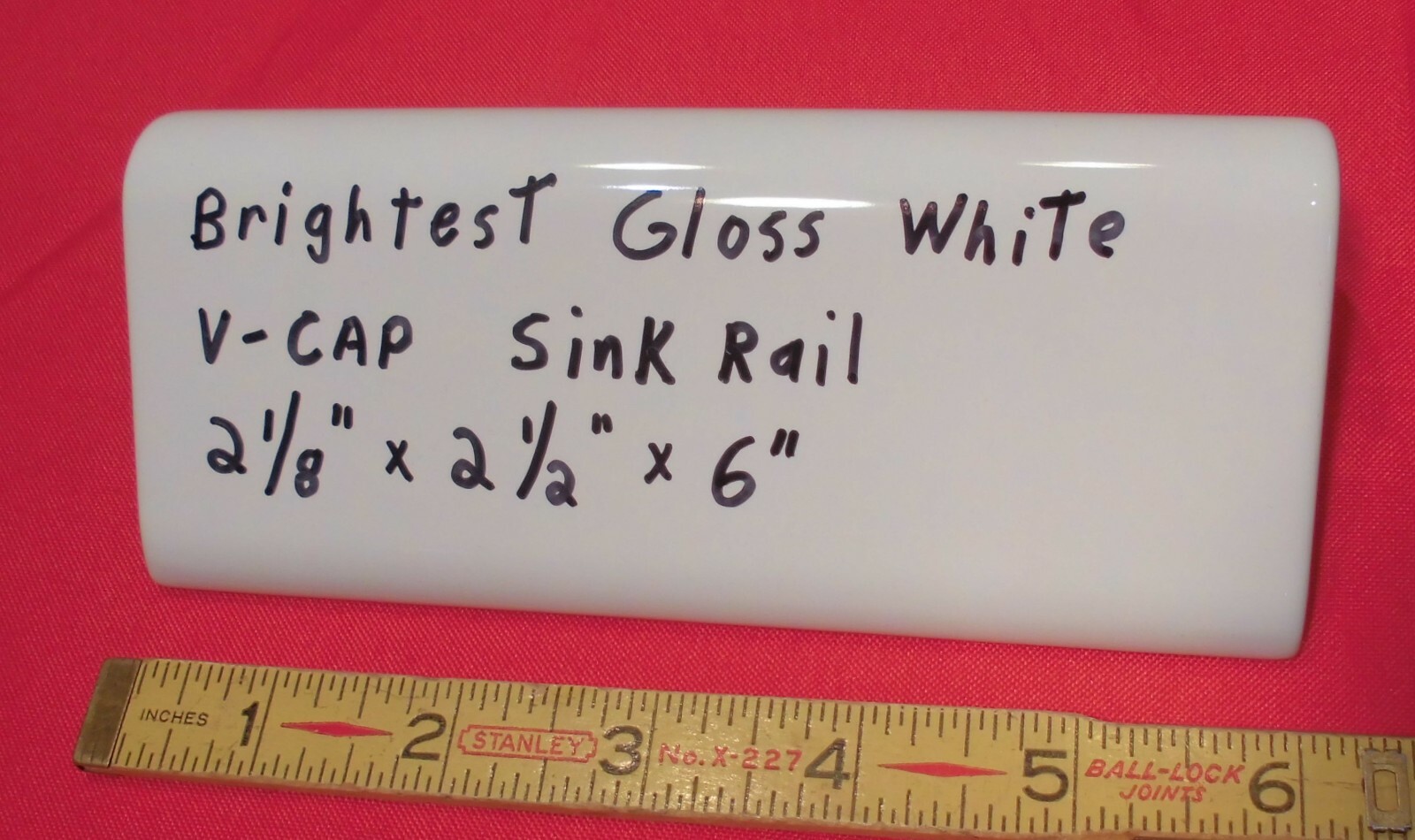 1 pc. “Brightest Gloss White” V Cap; Ceramic Trim Tile; Counter Top Edging: NEW