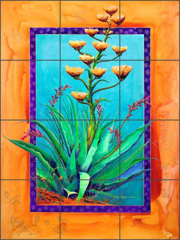 Agave Floral Tile Backsplash Libby Southwest Art Ceramic Mural SLA021
