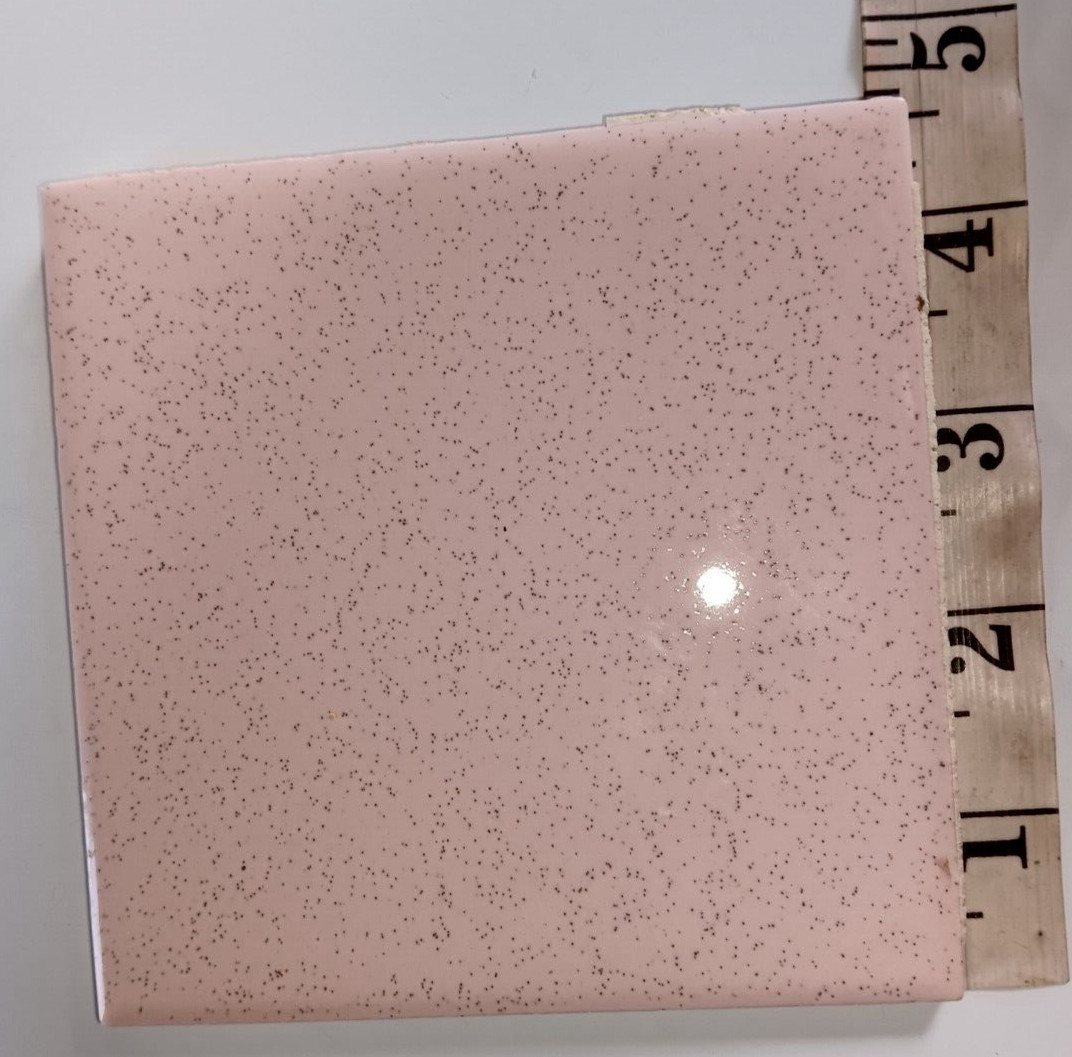 Robertson USA 4-3/8″ Sq. Pink Speckled Gray Ceramic Wall Tile 50s 60s VTG BR 3+