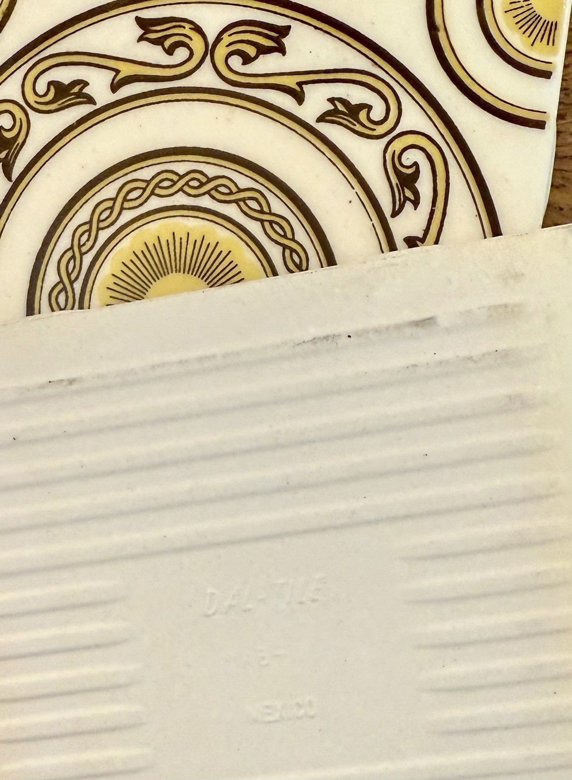 8 Pc’s Of Dal Tile 4 1/4” Multi-colored Pattern Tile Glossy Finish Blue Yellow