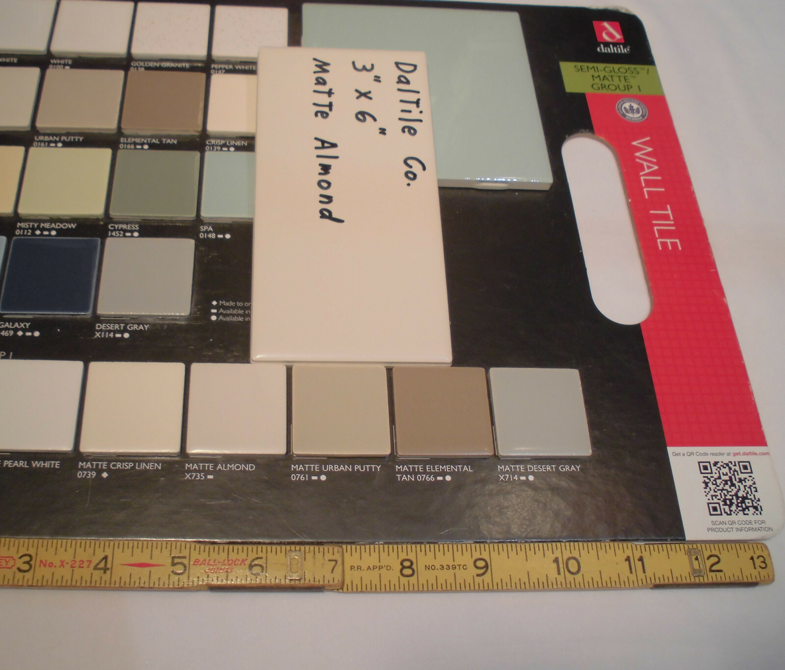 1 pc. *Matte Almond* #K165* 3″ X 6″ Ceramic Tile by Daltile Co. New Stock