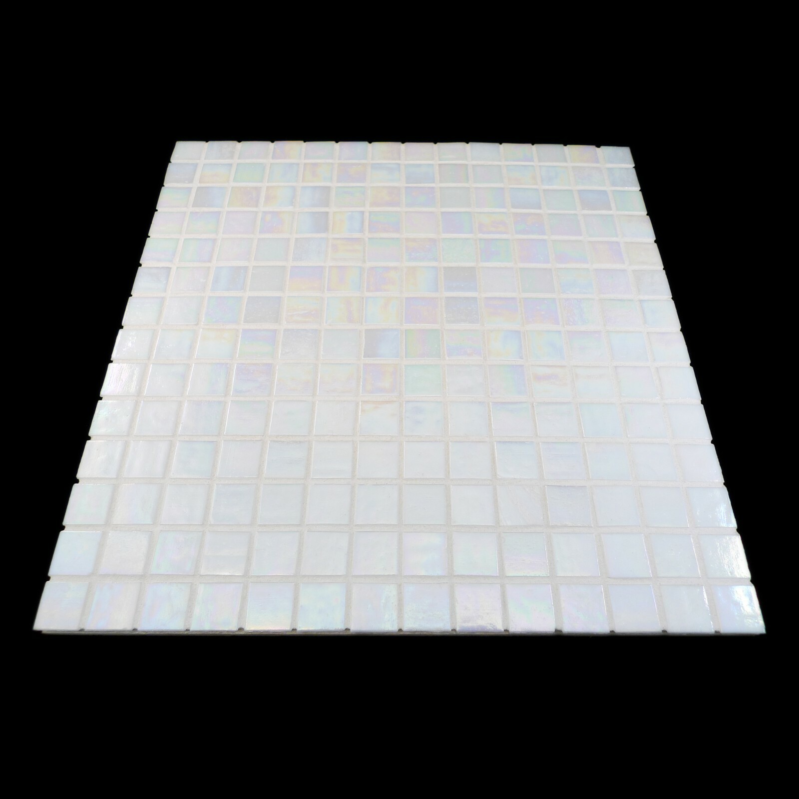 White Iridescent Mosaic Glass Tile for Kitchen & Bath