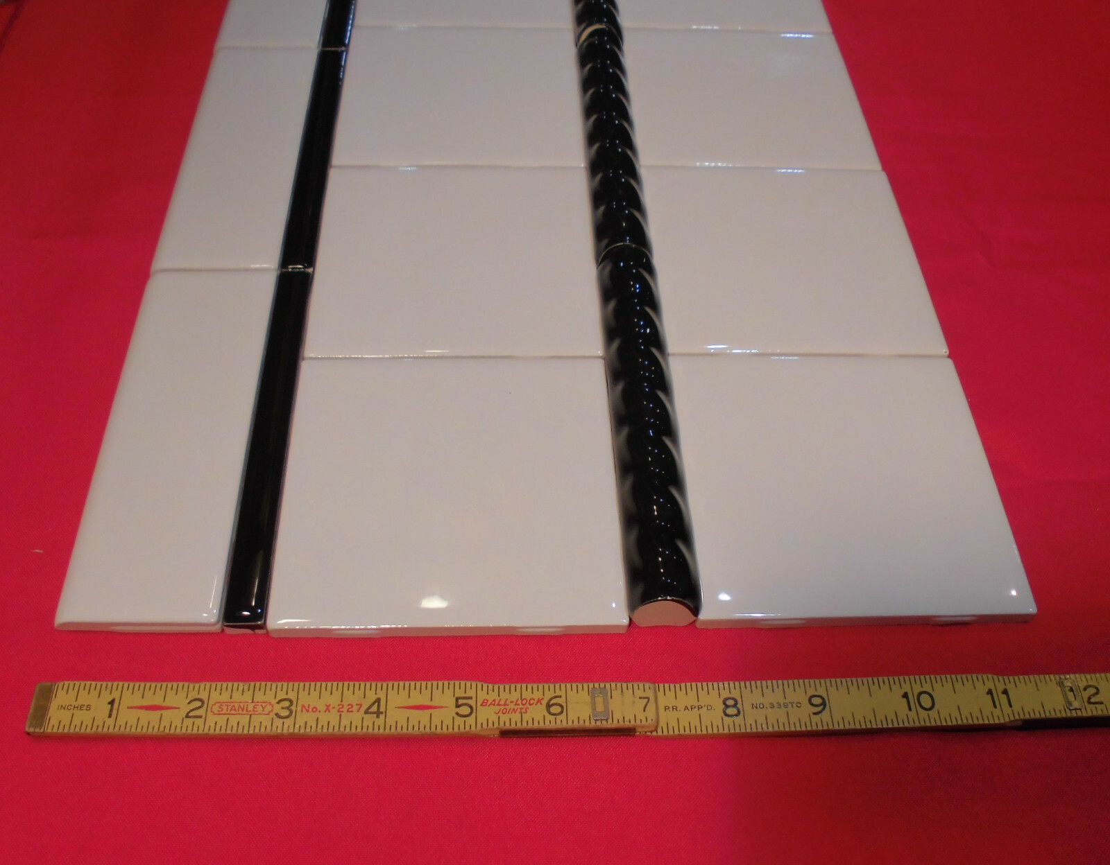 1 pc. Gloss Black Ceramic Sizzle Liner Rope Tiles 3/4″ X 6″ by American Olean